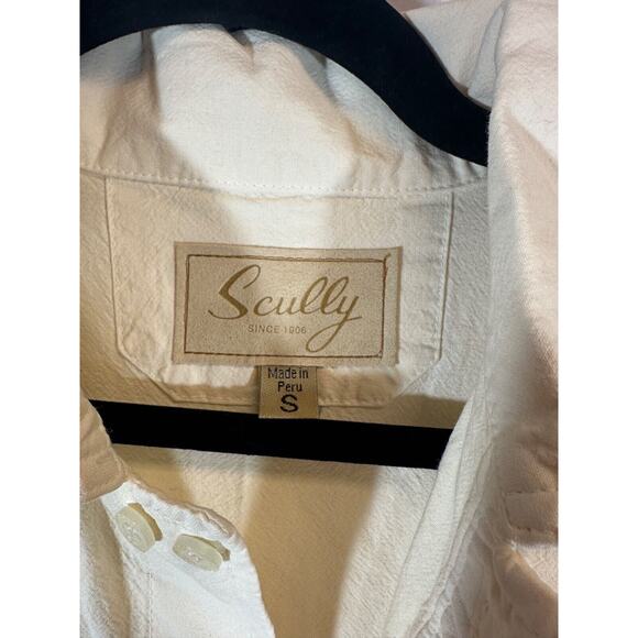 NEW Scully Placket Womens Ivory 100% Cotton Pleated Pullover L/S Work Blouse C21 - Picture 2 of 7
